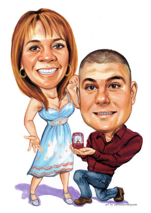 wedding proposal caricature